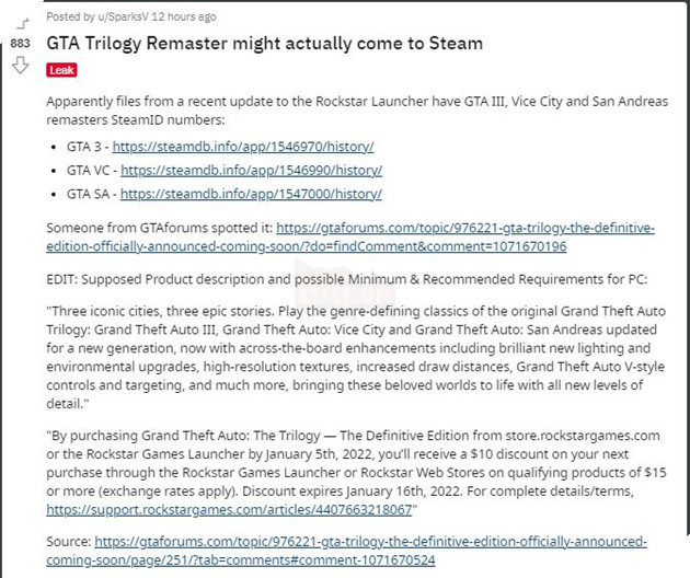 GTA Trilogy rò rỉ cấu hình dành cho PC trên Steam, đòi hỏi dung lượng lớn đến bất ngờ 2