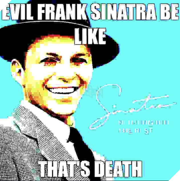 EVIL FRANK SINATRA BE LIKE A THAT'S DEATH Smile Happy Poster Hat Font Costume hat