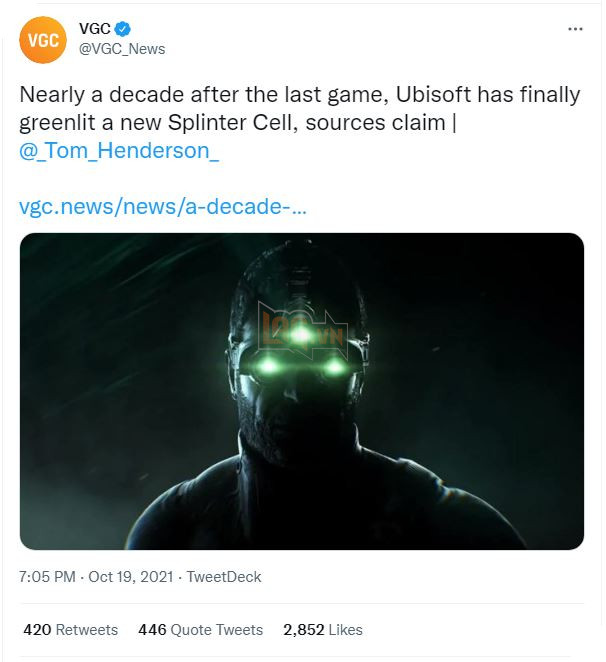 Ubisoft lại tiếp tục nhá hàng về tựa game Splinter Cell mới 3