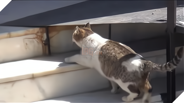  
Mẹ mèo vất vả leo từng bậc thang lên phòng khám. (Ảnh: Sohu)