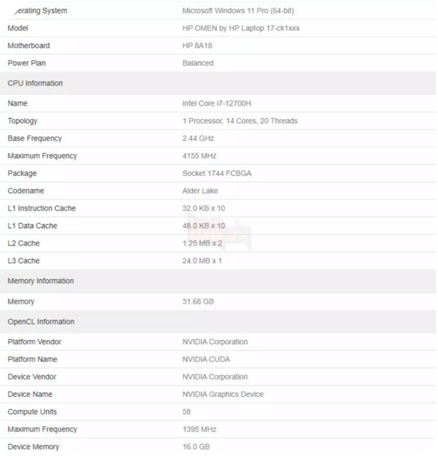 Điểm chuẩn của laptop trang bị i7-12700H và 3080 Ti bị rò rỉ trước thông báo chính thức 3