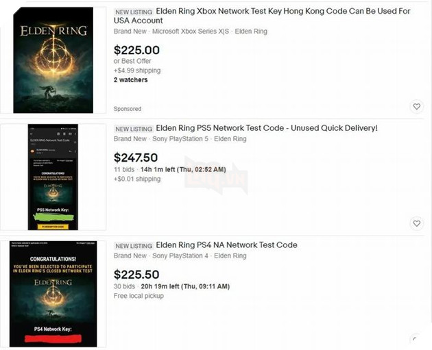 Hàng loạt Test Code Elden Ring được rao bán với giá cao hơn cả game 2