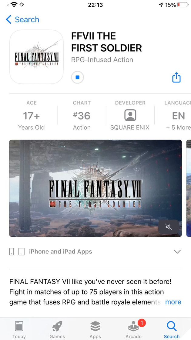 Hướng dẫn tải trước siêu phẩm Final Fantasy VII: The First Soldier ngay trên iOS 8