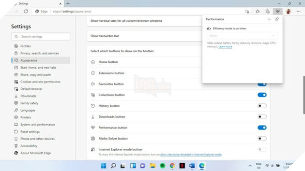 Cách bật hoặc tắt chế độ Efficiency trong Microsoft Edge 8
