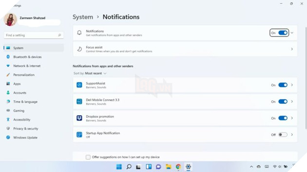 Cách tắt thông báo trên hệ thống Windows 11 3