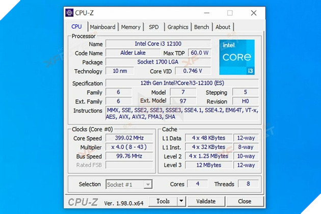 Rò rỉ điểm chuẩn CPU Intel Core i3-12100, nhanh hơn dòng Ryzen 3 của AMD 3