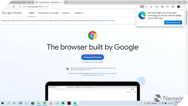 Microsoft Edge đang cố gắng ngăn mọi người tải xuống Google Chrome 2