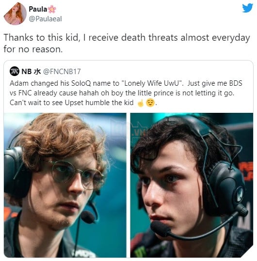 Vợ của xạ thủ Upset bị fan hâm mộ đe dọa sau drama CKTG của Fnatic 2