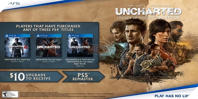 Uncharted: Legacy of Thieves Collection công bố ngày ra mắt và giá cả cho bản PS5