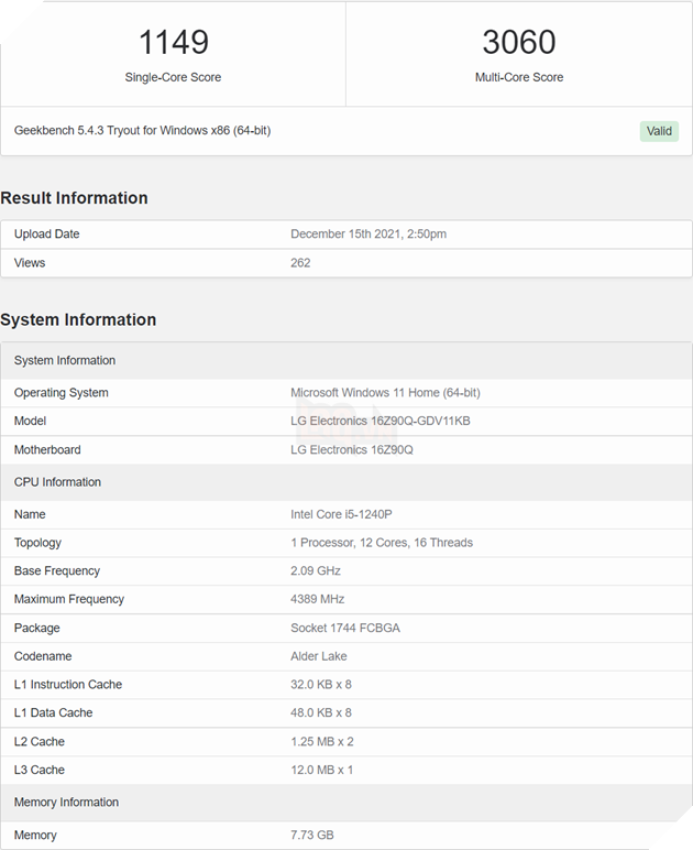 CPU laptop Alder Lake-P thế hệ thứ 12 bị rò rỉ và điểm chuẩn trên Geekbench 12