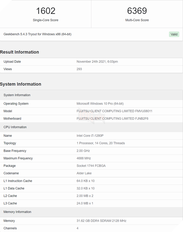 CPU laptop Alder Lake-P thế hệ thứ 12 bị rò rỉ và điểm chuẩn trên Geekbench 9