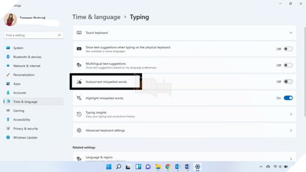 Cách tắt tính năng tự động sửa bàn phím cảm ứng trên laptop Windows 11 5