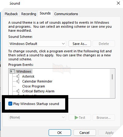 Cách tắt âm thanh khởi động trên Windows 11 6