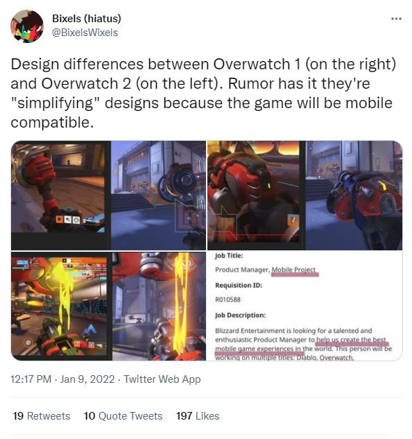 Overwatch 2 bị đồn giảm chất lượng đồ họa để tương thích với điện thoại
