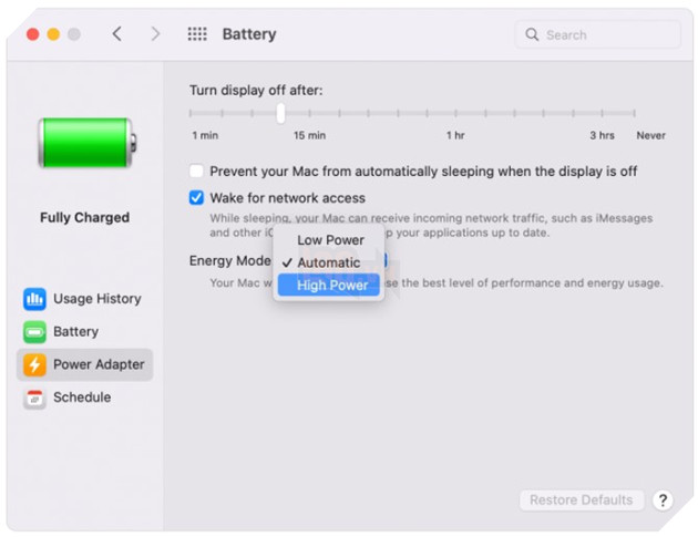 Bật Chế độ High Power trên MacBook Max M1 để tăng hiệu suất 3
