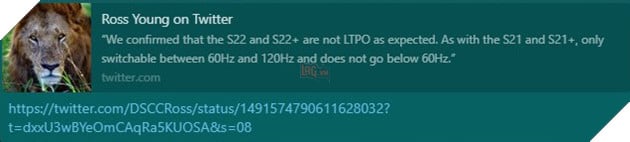 Galaxy S22, Galaxy S22 Plus không có OLED LTPO, mặc dù Samsung xác nhận cả hai đều đã được tích hợp 2