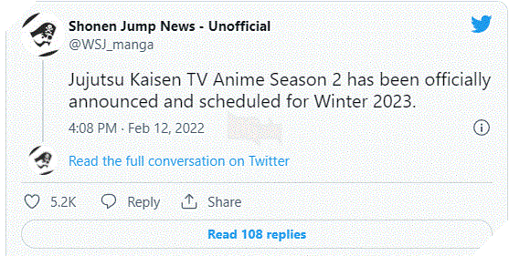 Jujutsu Kaisen mùa 2 chính thức thông báo thời gian ra mắt 3