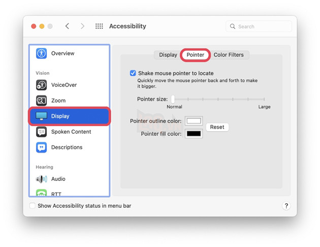 Hướng dẫn cách thay đổi màu sắc và kích thước của con trỏ chuột trên máy Mac 3