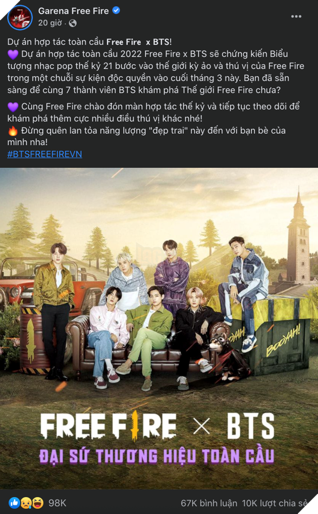 Sự hợp tác giữa Free Fire x BTS chính thức được xác nhận vào tháng 3 năm 2022 2