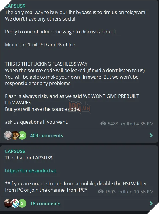 Hacker đòi 1 triệu USD tiền chuộc và đe doạ rò rỉ mã nguồn NVIDIA 2