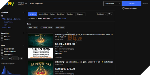 Runes in Elden Ring để bán trên eBay 2