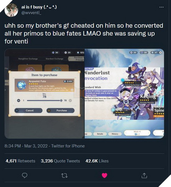 Genshin Impact: Bị bạn gái cắm sừng, cả cộng đồng hướng dẫn 7749 cách phá acc trả thù 2