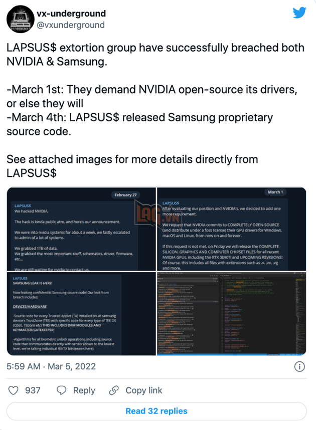 Nhà mạng Vương Quốc Anh, Vodafone là nạn nhân tiếp theo của nhóm hacker đã tấn công Nvidia và Samsung 2