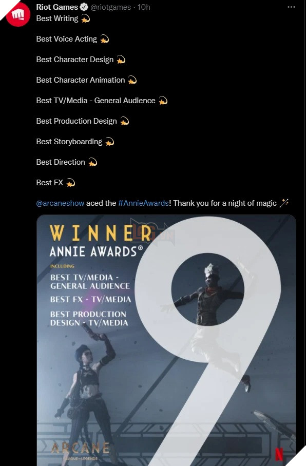 Arcane đạt 9 giải thưởng danh giá cùng một lúc, fan lại được dịp cà khịa Riot Games 2
