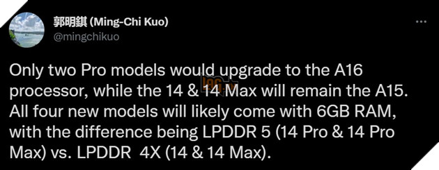 Các mẫu iPhone 14 Pro có thể là thiết bị duy nhất sử dụng chip A16 mới 2