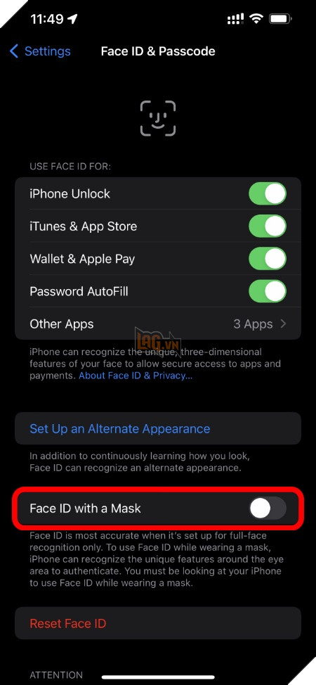 Hướng dẫn cách mở khoá iPhone bằng Face ID khi đeo khẩu trang 3