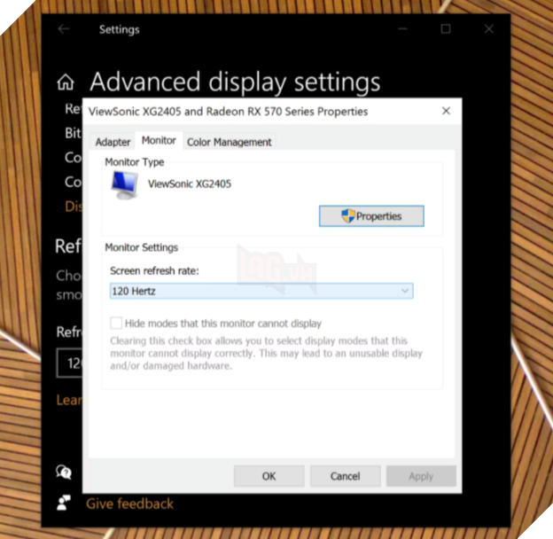 Cách thay đổi và tăng tần số quét màn hình của bạn trong Windows 5
