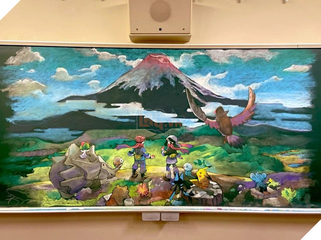 Người thầy tự tay vẽ cả bức họa Pokemon trên bảng phấn khiến cộng đồng trầm trồ