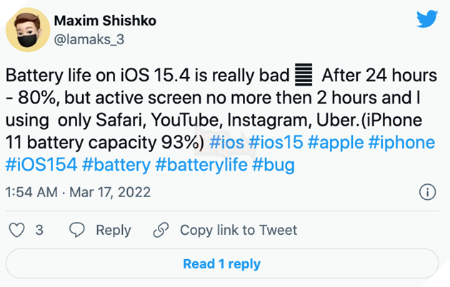 Sau khi cập nhật iOS 15.4, nhiều người dùng phàn nàn vì lỗi dung lượng, iPhone ngốn pin 3