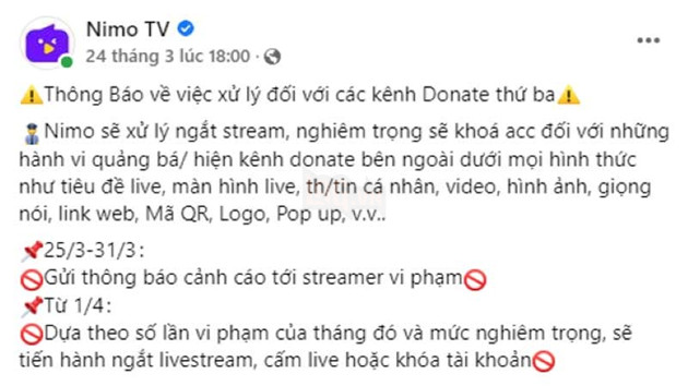 Nimo TV cấm donate thông qua bên thứ 3 khiến cộng đồng bức xúc, Độ Mixi và Thầy giáo Ba cũng phải lên tiếng
