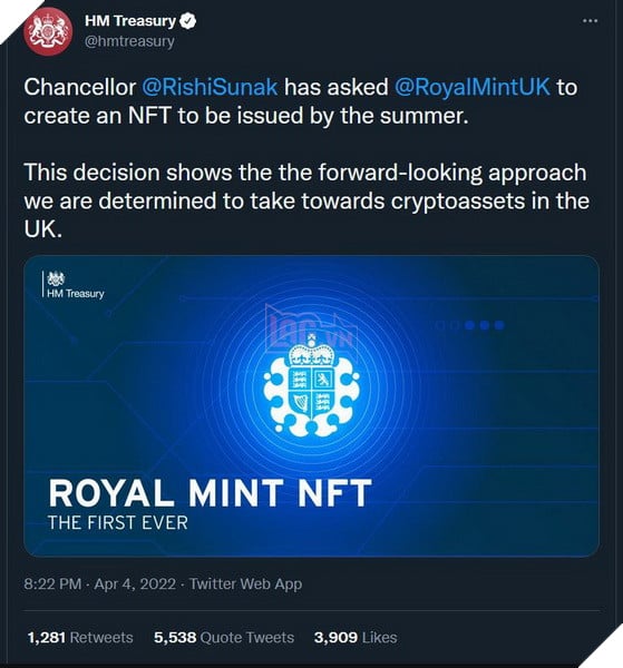 Vương Quốc Anh chính thức phát hành NFT riêng cho mình với tên gọi Royal Mint NFT 2