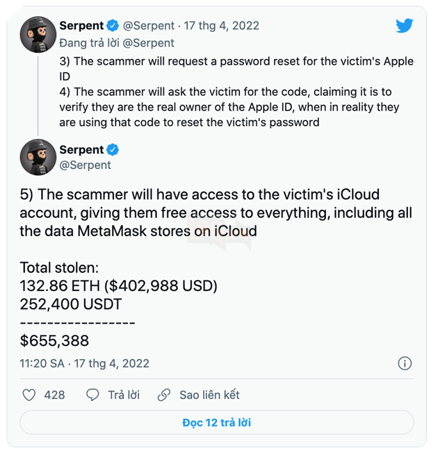 MetaMask cảnh báo người dùng Apple về các cuộc tấn công lừa đảo trên iCloud 3