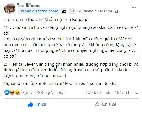 Lien Quan Mobile is angry with gamers