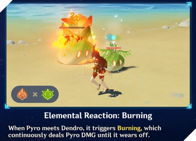 Hiệu ứng nguyên tố Thảo với hệ Hỏa Genshin Impact