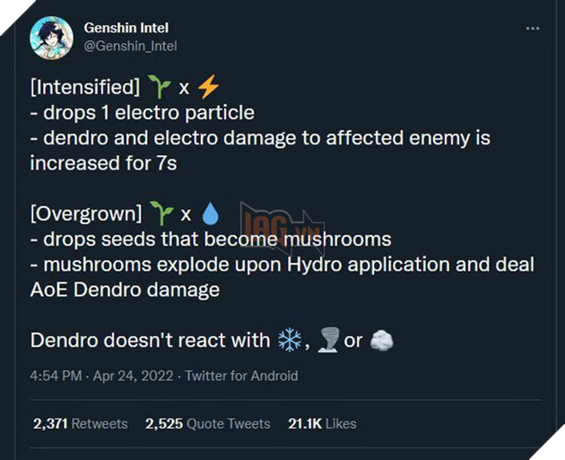 Leak Hiệu ứng nguyên tố Thảo với các hệ khác Genshin Impact