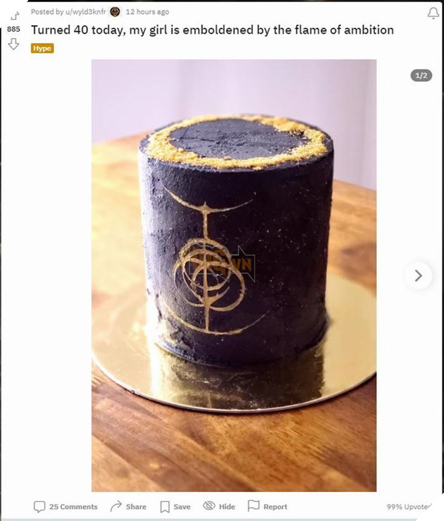 Người dùng Reddit chia sẻ khoảnh khắc nhận bánh sinh nhật mang phong cách Elden Ring