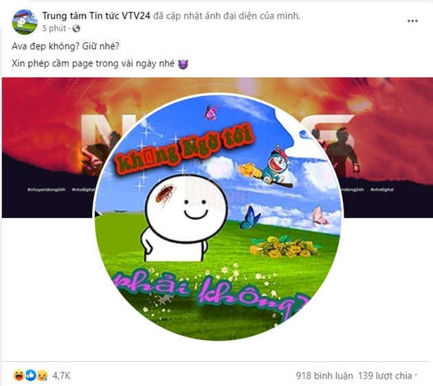 Fanpage Trung tâm tin tức VTV24 bất ngờ bị hacker thay đổi ảnh Avatar chất  chơi