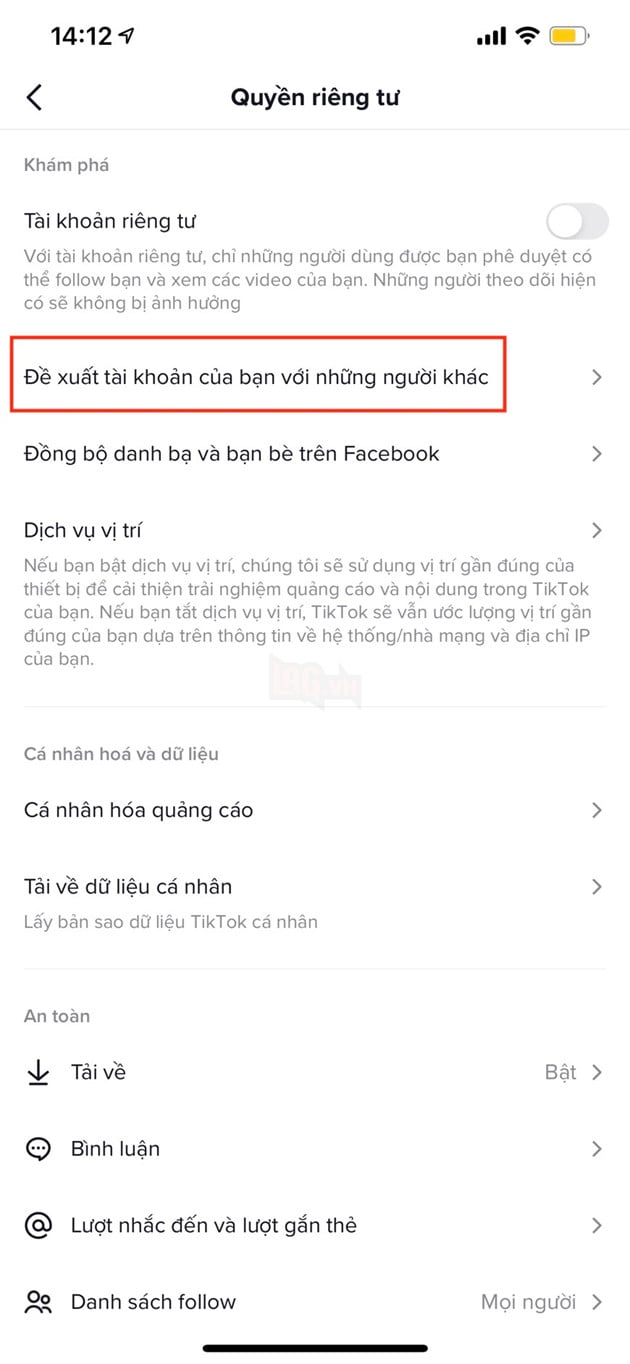 TikTok theo dõi người dùng