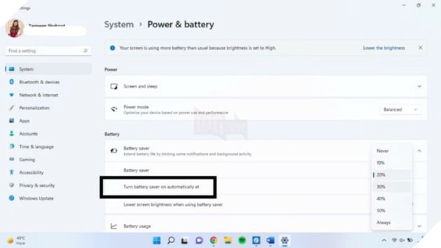 Khắc phục sự cố ngốn pin trên laptop WIndows 11