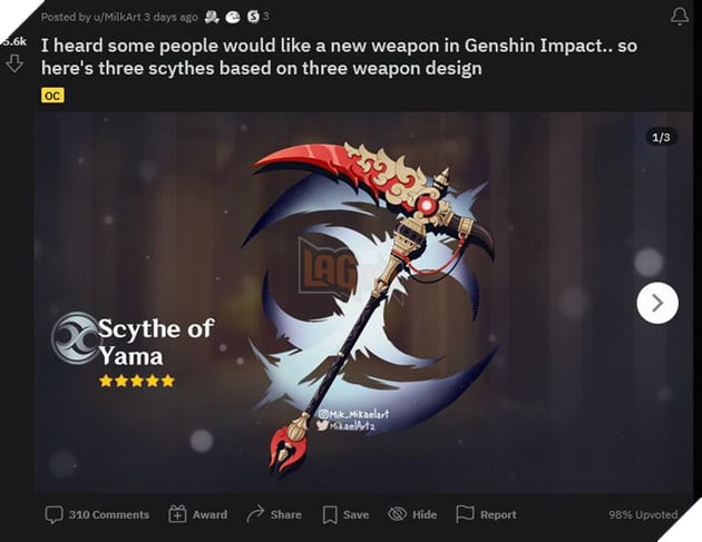 Genshin Impact: Game thủ tự thiết kế thêm Lưỡi Hái mới bổ sung với kho vũ khí nghèo nàn của game 2