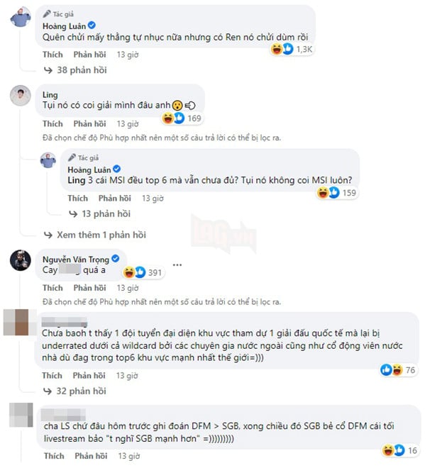 BLV Hoàng Luân thể hiện sự bức xúc khi VCS bị đánh giá thấp so với các khu vực khác