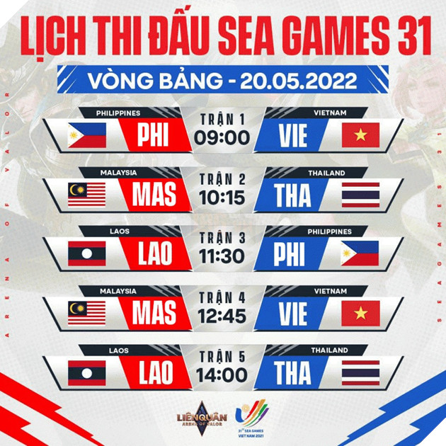  SEAGames 31 Liên Quân Mobile Việt Nam - Thái Lan: Tâm điểm vòng bảng ngày 20.05 9