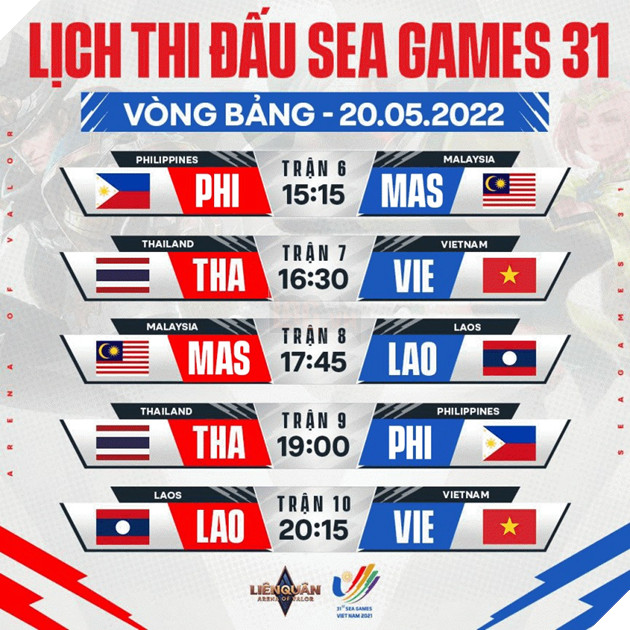  SEAGames 31 Liên Quân Mobile Việt Nam - Thái Lan: Tâm điểm vòng bảng ngày 20.05 10