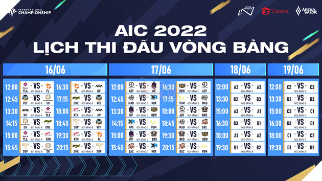 Lịch thi đấu chính thức giải đấu Liên Quân Mobile AIC 2022 3
