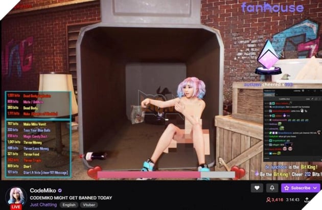 streamer ảo khỏa thân trên Twitch 