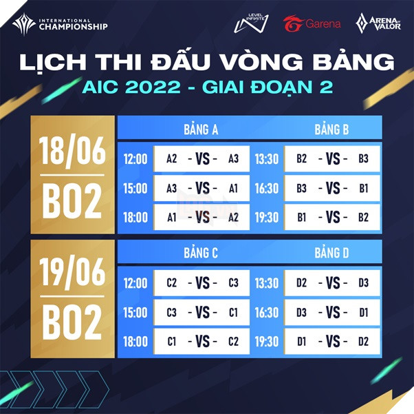 Lịch thi đấu Liên Quân Mobile Quốc tế AIC 2022, Team Flash gặp khó trong ngày mở màn, công bố đội hình ba đội tuyển Việt Nam tham dự 5